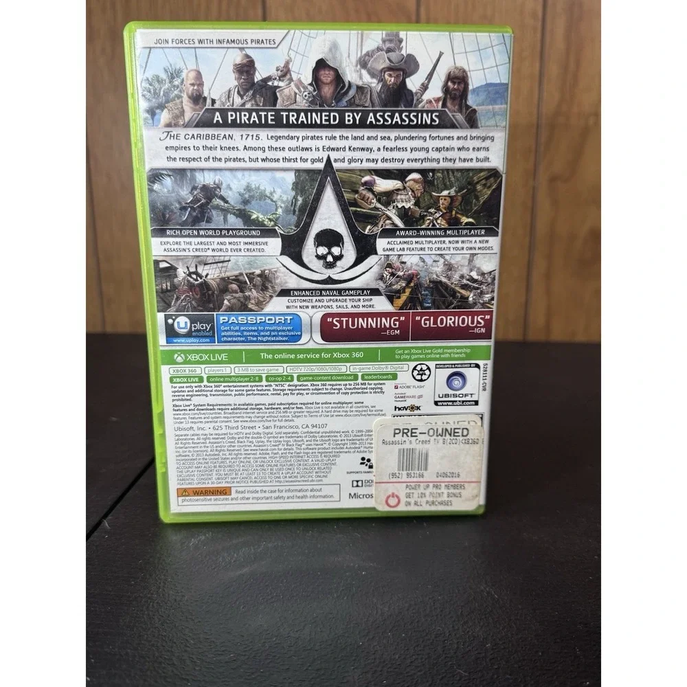 Assassin's Creed IV(4) Black Flag Xbox 360‎ CIB*Tested & Working*